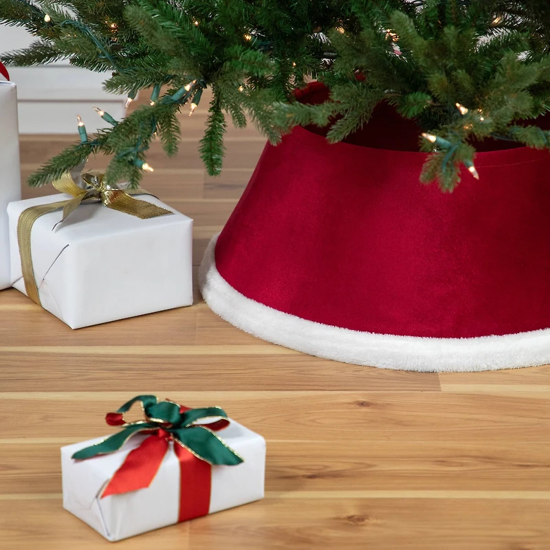 25" Red Santa Suit Round Christmas Tree Collar