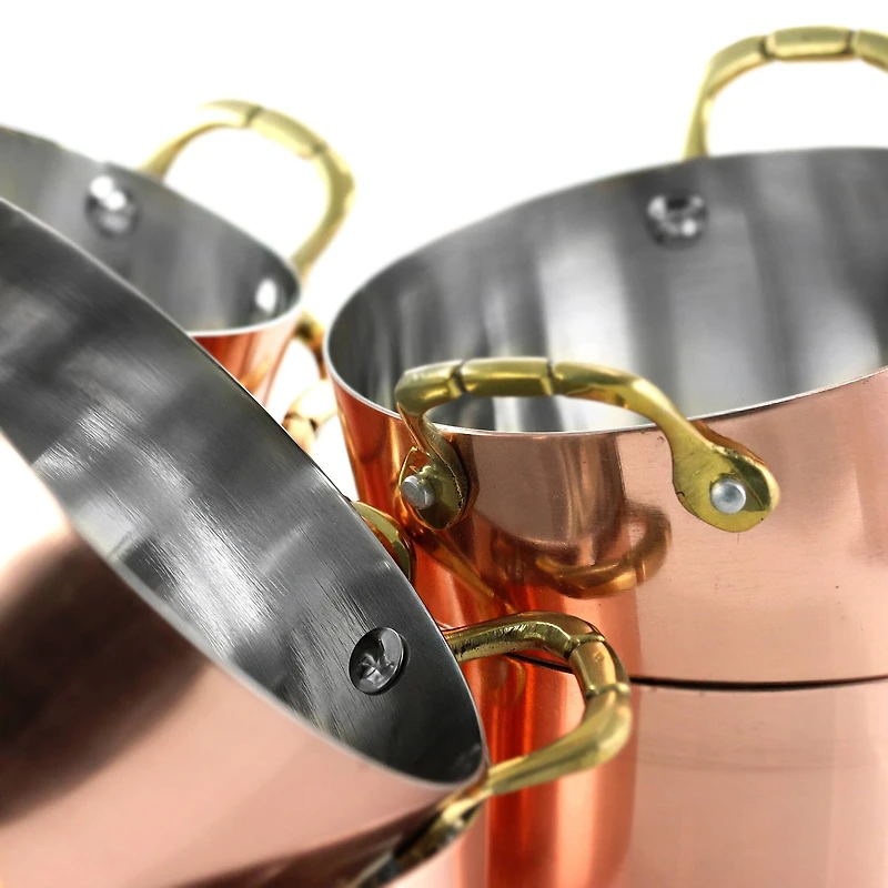 Gibson Home® Rembrandt 4.7'' Copper-Plated Stainless Steel Mini Dutch Oven Set