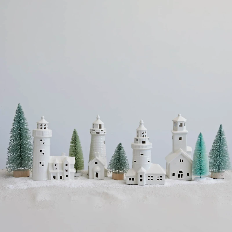 Hello Honey® 10.5" White Stoneware Lighthouse with LED Light