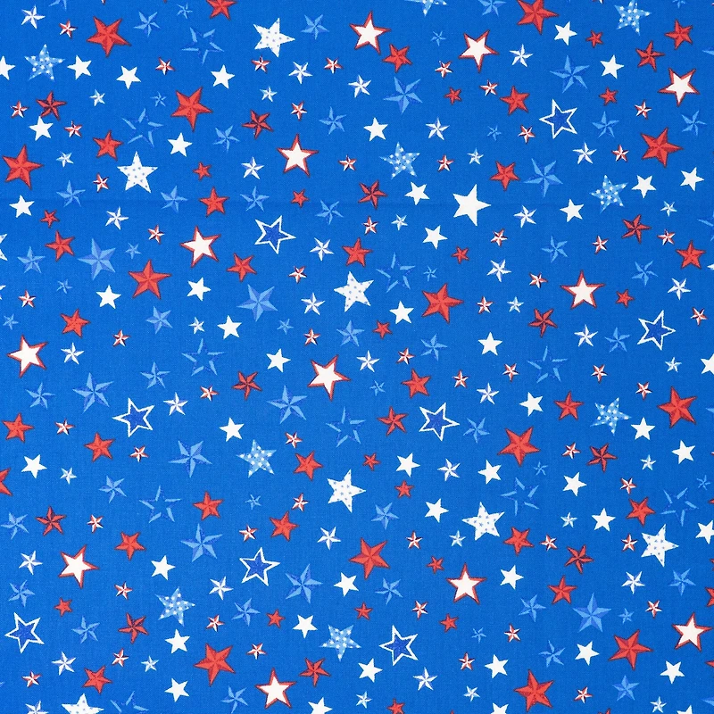 SINGER Red, White & Blue Scattered Stars Cotton Fabric
