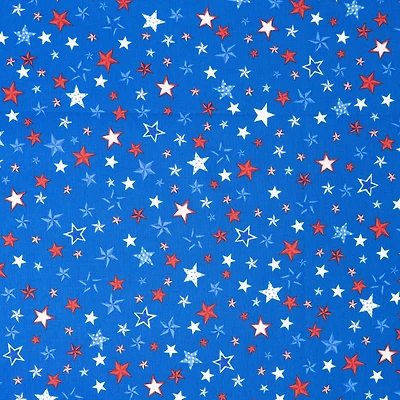 SINGER Red, White & Blue Scattered Stars Cotton Fabric