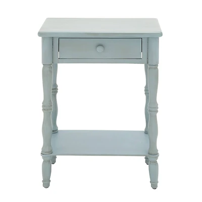 2.5ft. Aquamarine Wood Farmhouse Accent Table