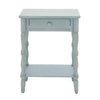 2.5ft. Aquamarine Wood Farmhouse Accent Table