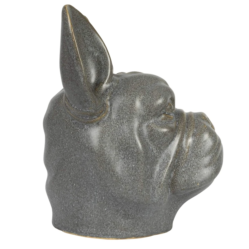 Hello Honey® 8.5" Gray Reactive Glaze Stoneware French Bulldog Head Vase