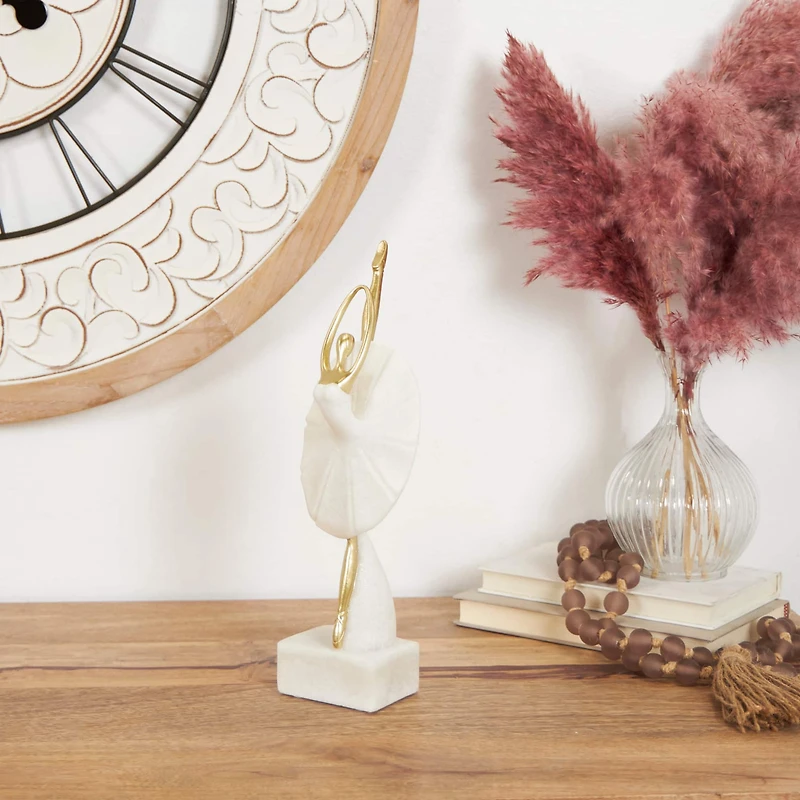 14" Cream Polystone Ballet Dancer Sculpture Décor