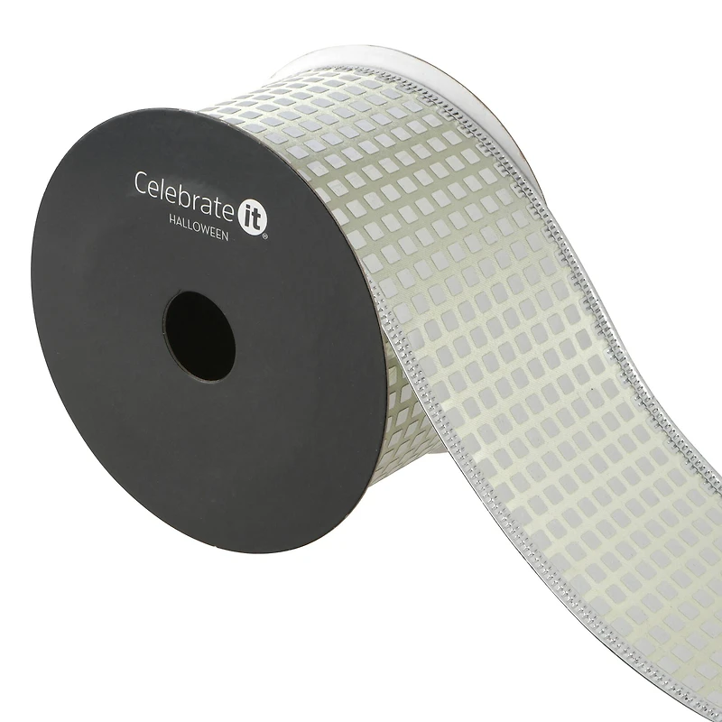 2.5" x 20ft. Silver Squares Wired Ribbon by Celebrate It® Halloween