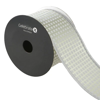 2.5" x 20ft. Silver Squares Wired Ribbon by Celebrate It® Halloween