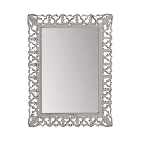 Habitat Calie 25" Distressed Gray Mirror with Carved Botanical Frame
