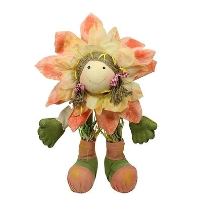 29" Peach Spring Sunflower Girl Decorative Figure