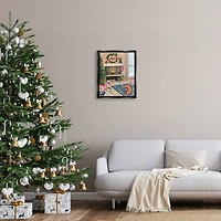 Stupell Industries Cozy Christmas Fireplace Tree Framed Floater Canvas Wall Art