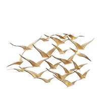 Gold Metal Coastal Birds Wall Decor, 47" x 21"