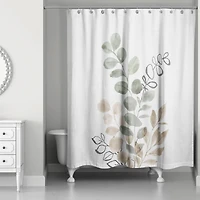 Sage Tan Leaves 71" x 74" Shower Curtain