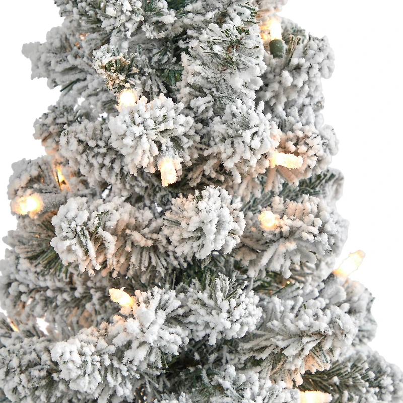 3ft. Pre-Lit Flocked Pencil Artificial Christmas Tree with Clear Lights