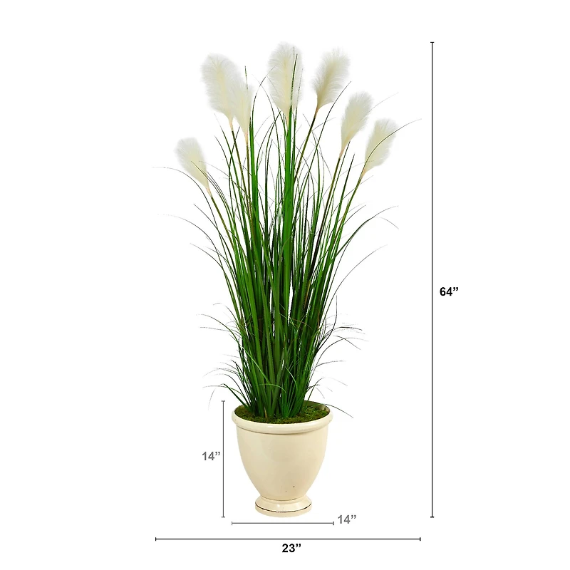 5ft. Wheat Plume Grass Plant in Urn Planter