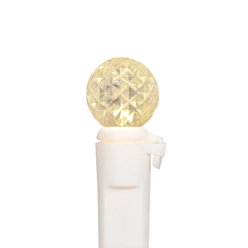 50ct. Warm White LED G12 Berry Mini Christmas String Lights with White Wire