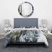 Designart 'White, grey and White Marble Acrylic' Mid-Century Modern Bedding Set