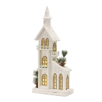 27" White-Washed Holiday Home LED Tabletop Town Décor