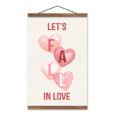 Lets Fall In Love Linen Teak Hanging Canvas Wall Art