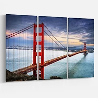 Designart - Golden Gate under Cloudy Sky