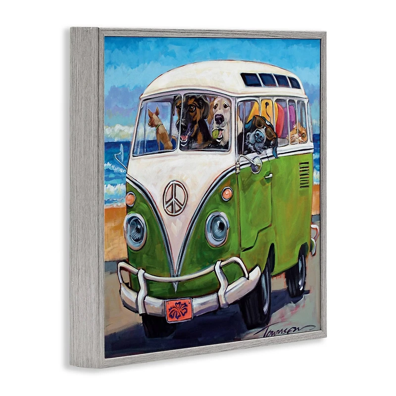 Stupell Industries Dogs Driving Retro Van Framed Giclee Art