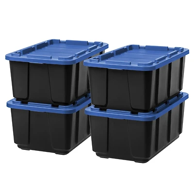 Iris® 27 Gal. Blue Stackable Storage Totes, 4 Ct
