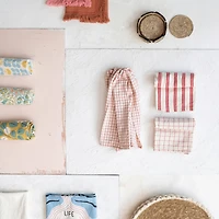 Hello Honey® Red & White Grid & Stripes Cotton Tea Towels Set