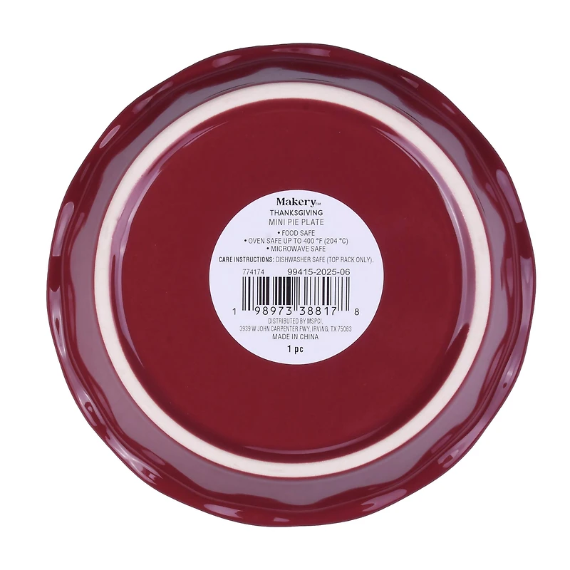 6" Mini Burgundy Ceramic Pie Plate by Makery™