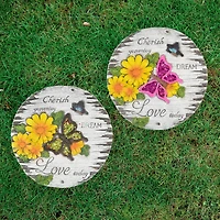 10" "Love Today" Outdoor Floral Garden Stones Set