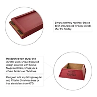 Glitzhome® 32" Red Trapezoid Believe in the Magic Christmas Tree Collar