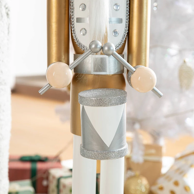Glitzhome® 42" Gold & White Christmas Nutcracker