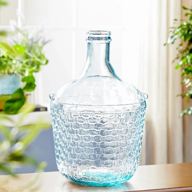 17" Blue Glass Farmhouse Vase