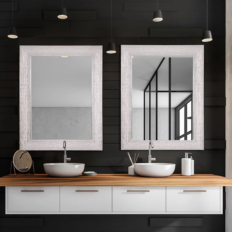 Head West 29" Chrome Textured Frame Accent Wall Mirror