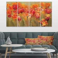 Designart - Red Handpainted Tulips