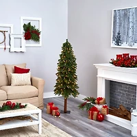 5ft. Pre-Lit Grand Alpine Artificial Christmas Tree, Clear LED Lights