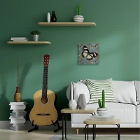 Stupell Industries Butterfly On Blue Pink Pattern Abstract Design Canvas Wall Art