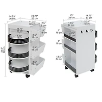 Studio Designs White & Black Swivel Mobile Organizer Cart