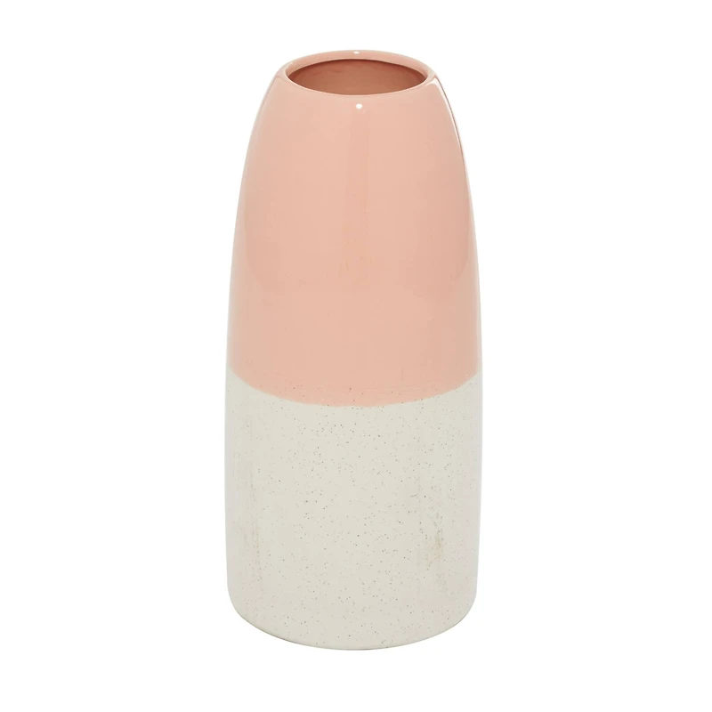 Pink Ceramic Modern Vase, 11" x 5" x 5"