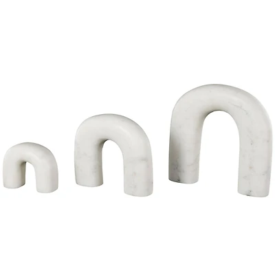 White Marble Abstract Arched Sculptures, 3ct.