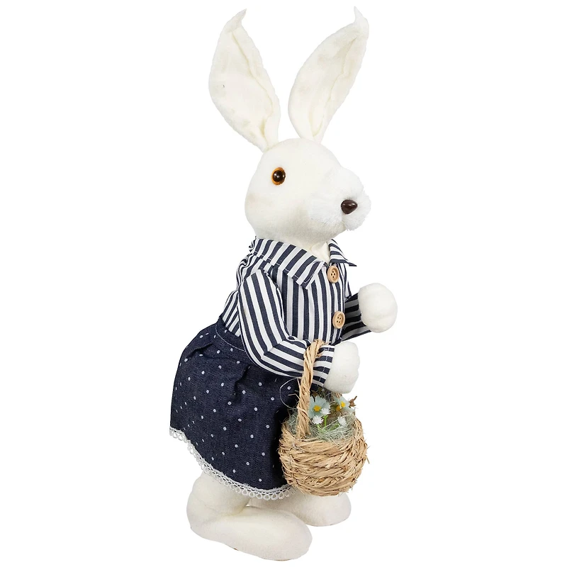 19" Navy Blue Standing Girl Bunny with Basket Easter Figure