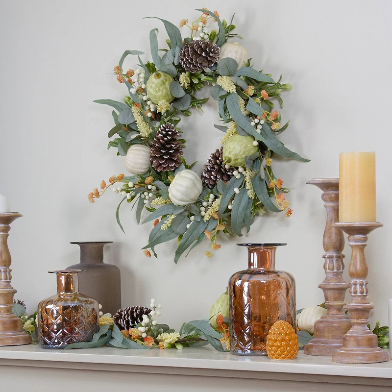 24" Gourds & Foliage Thanksgiving Wreath