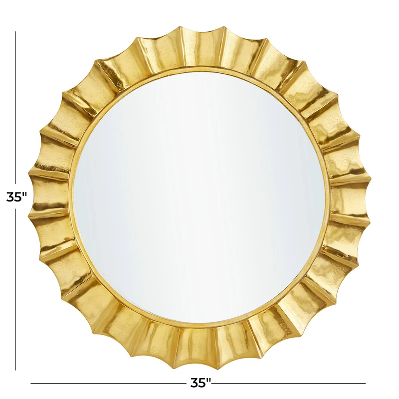 Gold Glam Wall Mirror, 35" x 2" x 35"