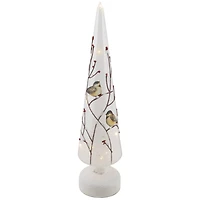 16" LED Lighted Frosted Glass Cone Christmas Tree Table Top Decoration