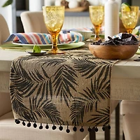 DII® Black Fern Print On Natural Jute Table Runner 14x72