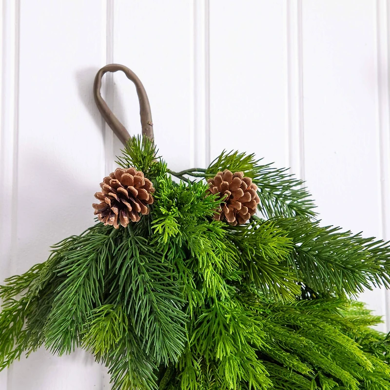 6ft. Artificial Mixed Pine and Norfolk Garland with Pinecones