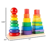 Toy Time Wooden Rainbow Stacking Shapes Set