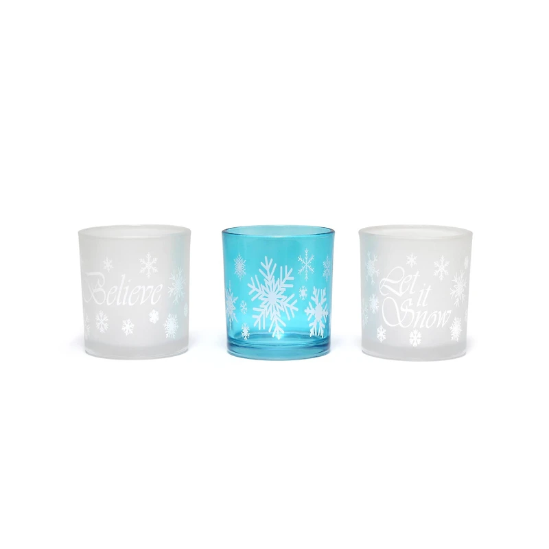 Elegant Designs™ Blue Frost Winter Wonderland Candle Holder Set