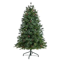 4ft. Pre-Lit Snowed Tipped Clermont Mixed Pine Artificial Christmas Tree, Clear Lights