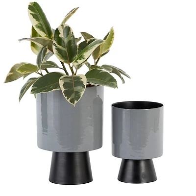 Black Metal Modern Planter Set