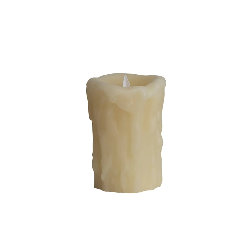 Hello Honey® 5" Ivory Pillar LED Candle with Embossed Faux Melted Wax