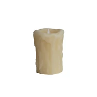 Hello Honey® 5" Ivory Pillar LED Candle with Embossed Faux Melted Wax